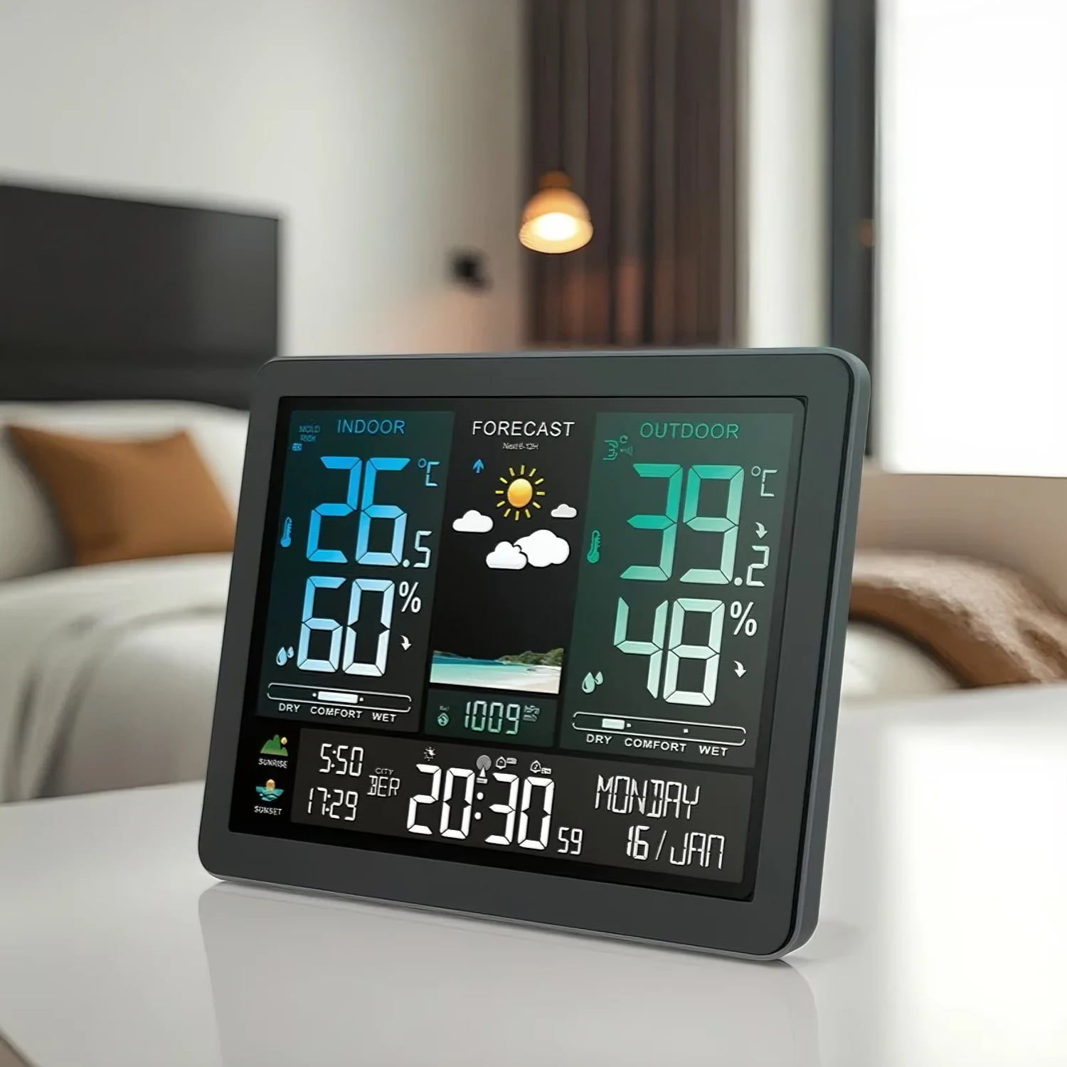 Thermometer With Alarm Clock Calibrated Min Max Humidity Temp Monitor