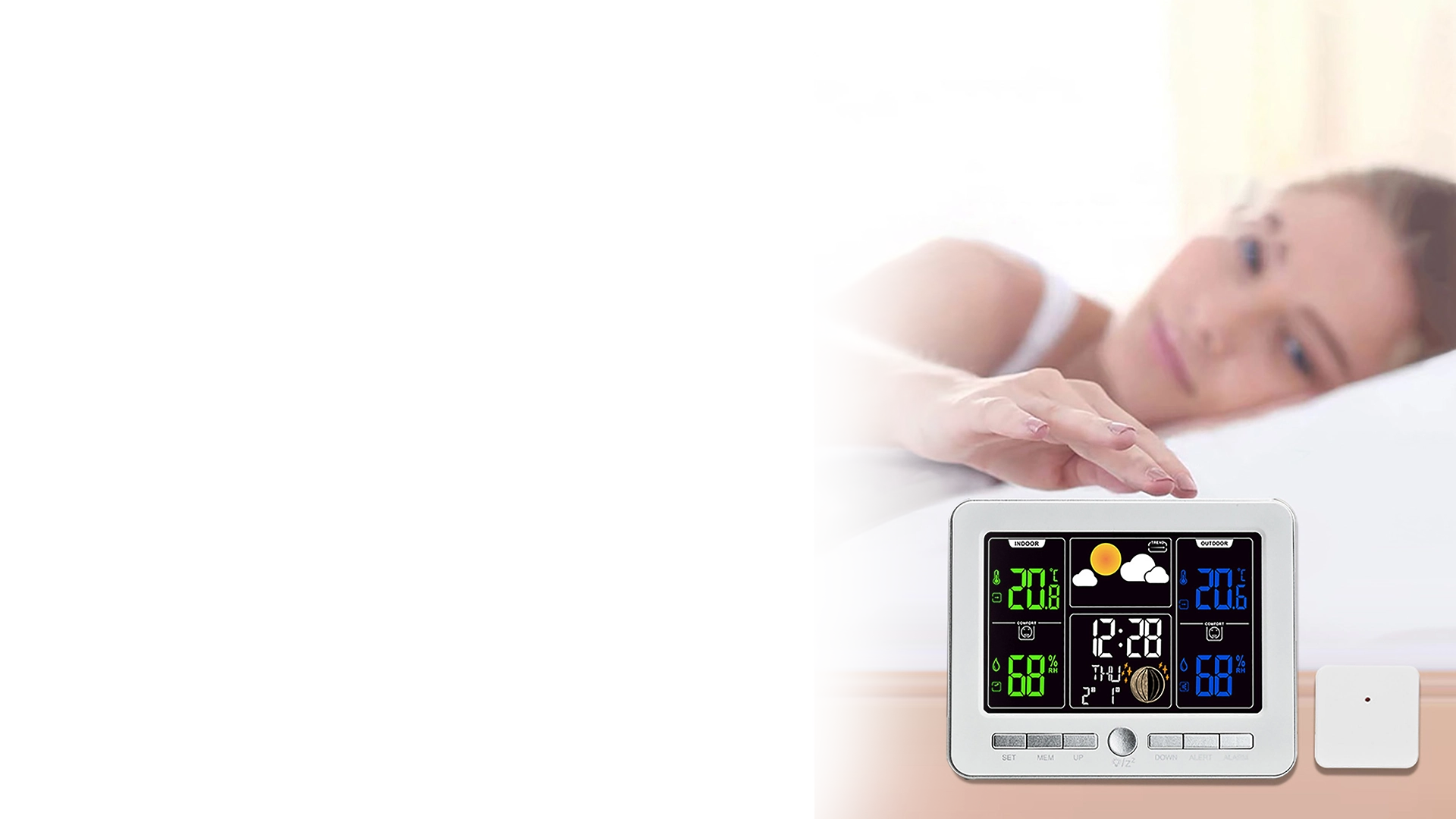 Thermometer With Alarm Clock Hygrometer Combo Min Max Temp Humidity - Youben life