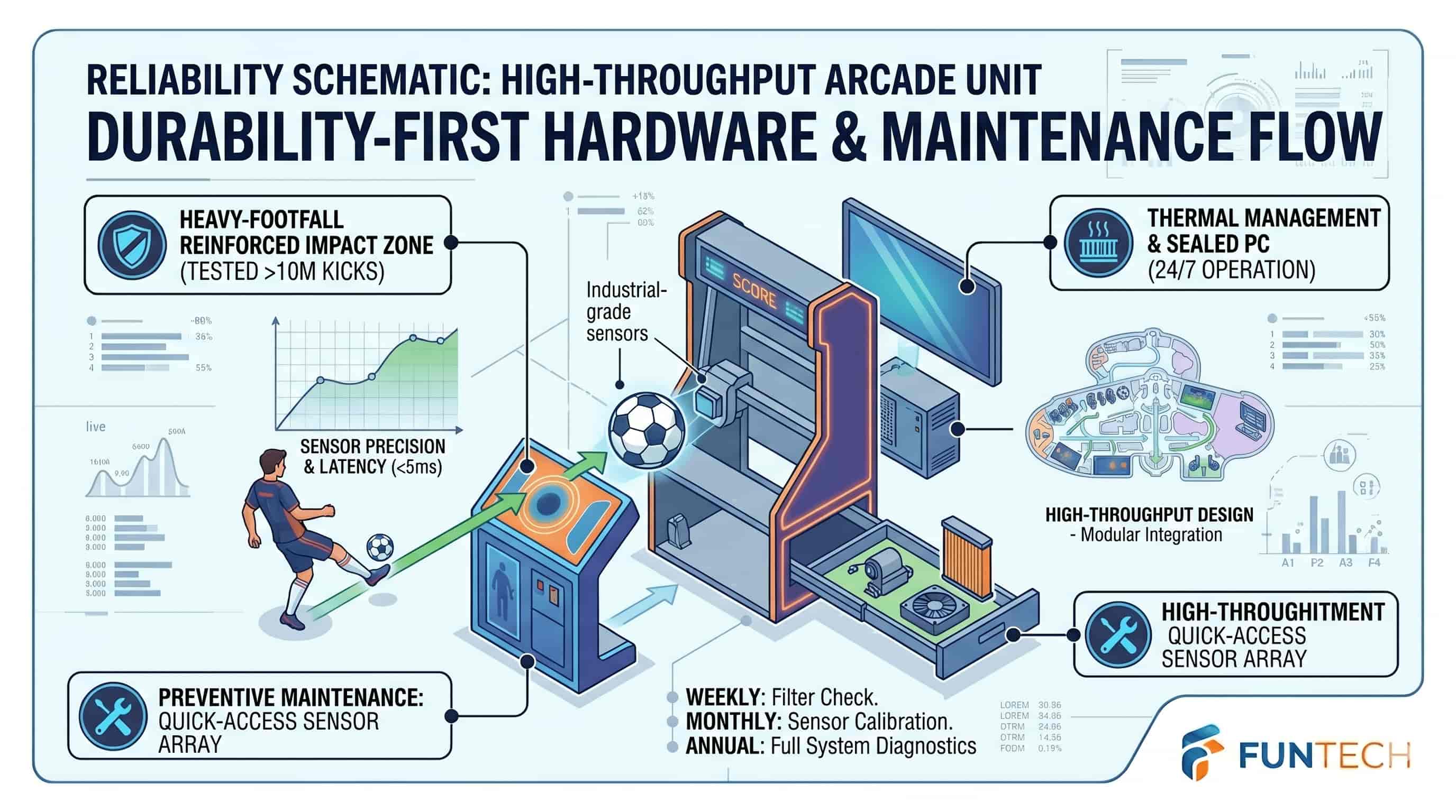 Reliability schematic for a high-throughput arcade unit by Funtech.