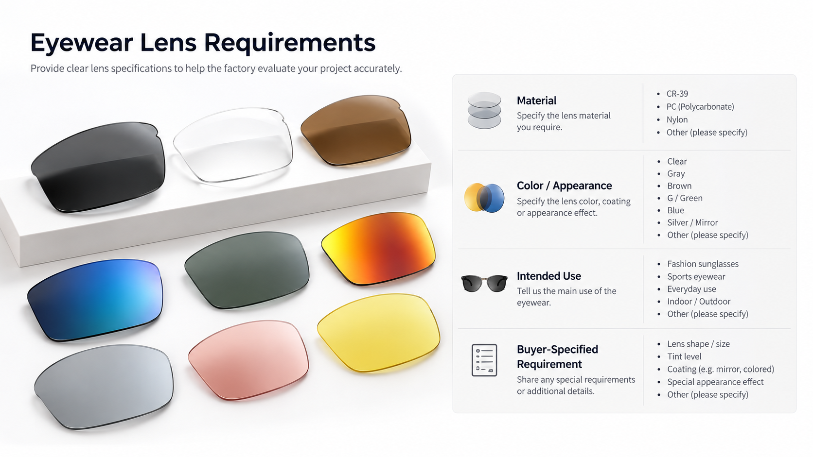 Custom Eyewear Lens Requirements
