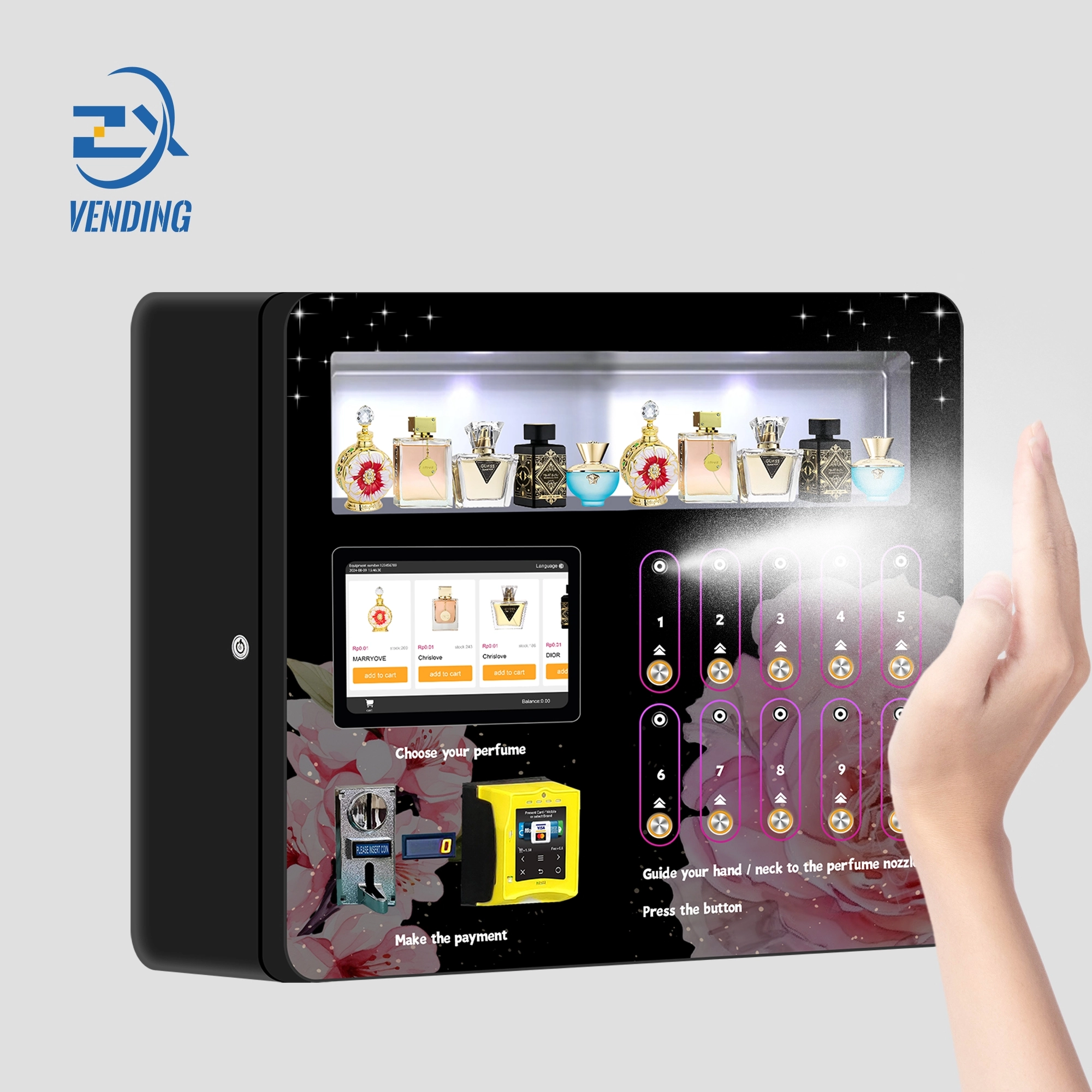 ZXVENDING High-Capacity 10-Key Perfume Spray Vending Machine with Display for B2B Clients