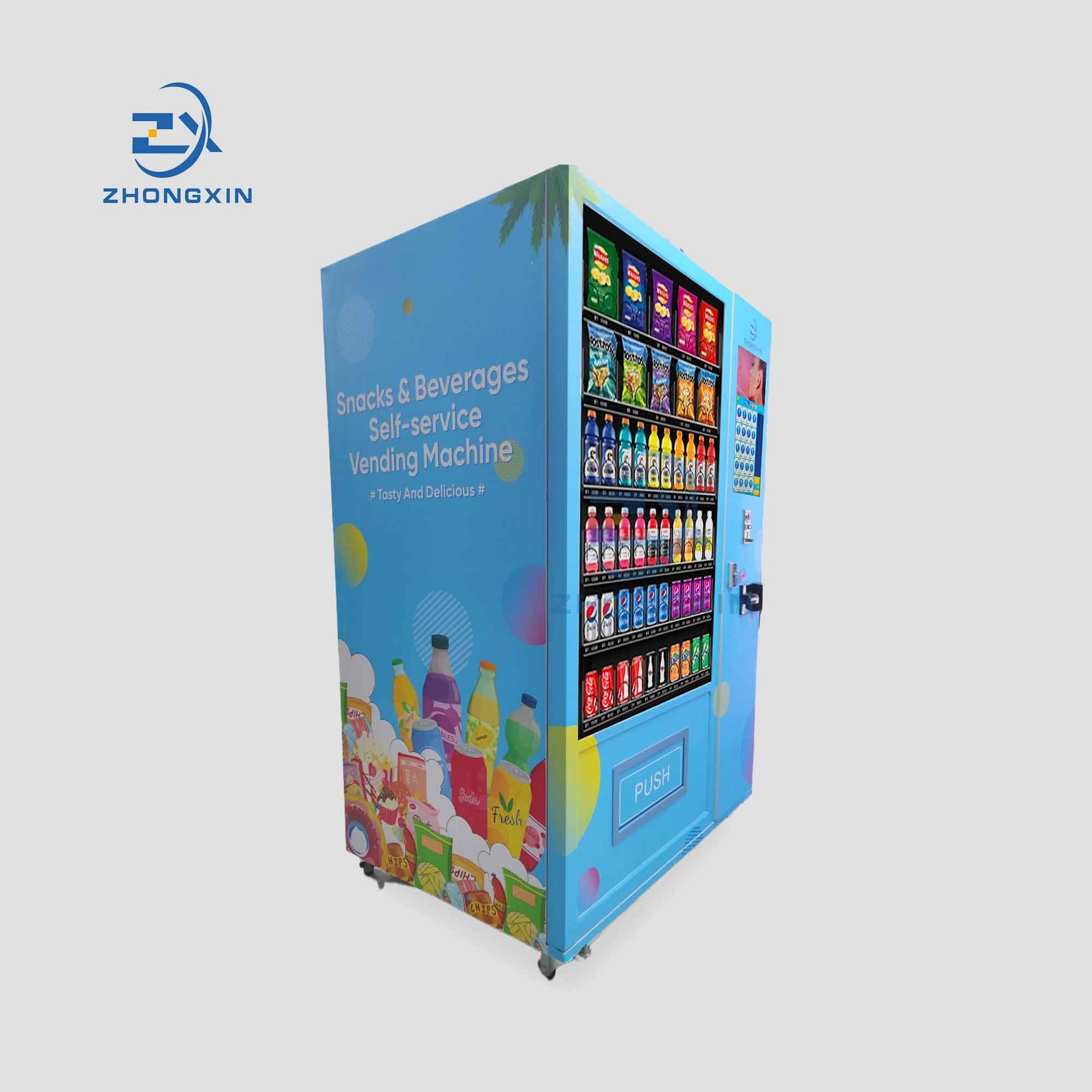 Side View of 21.5-Inch Screen Refrigerated Vending Machine - Beverage and Sn.