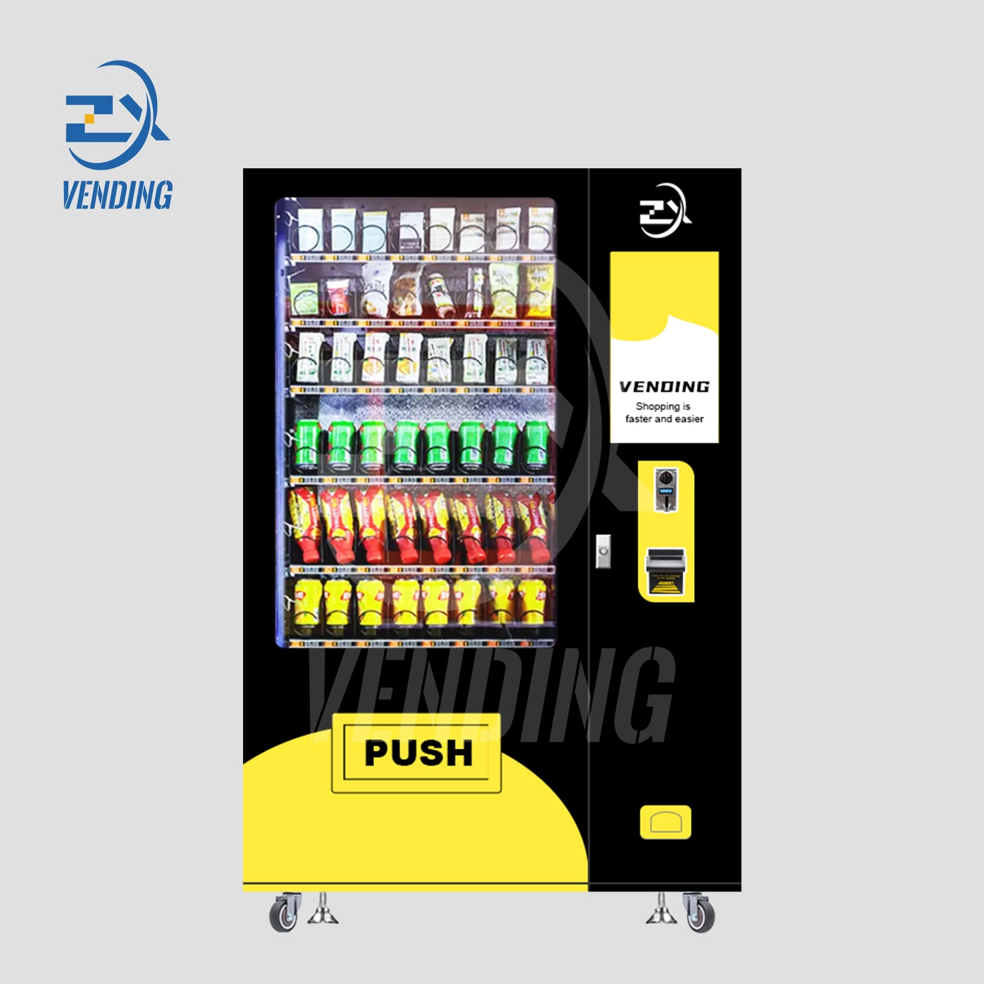 Front View of 21.5-Inch Screen Ambient Vending Machine - Snack and Drink Vending, Automated R