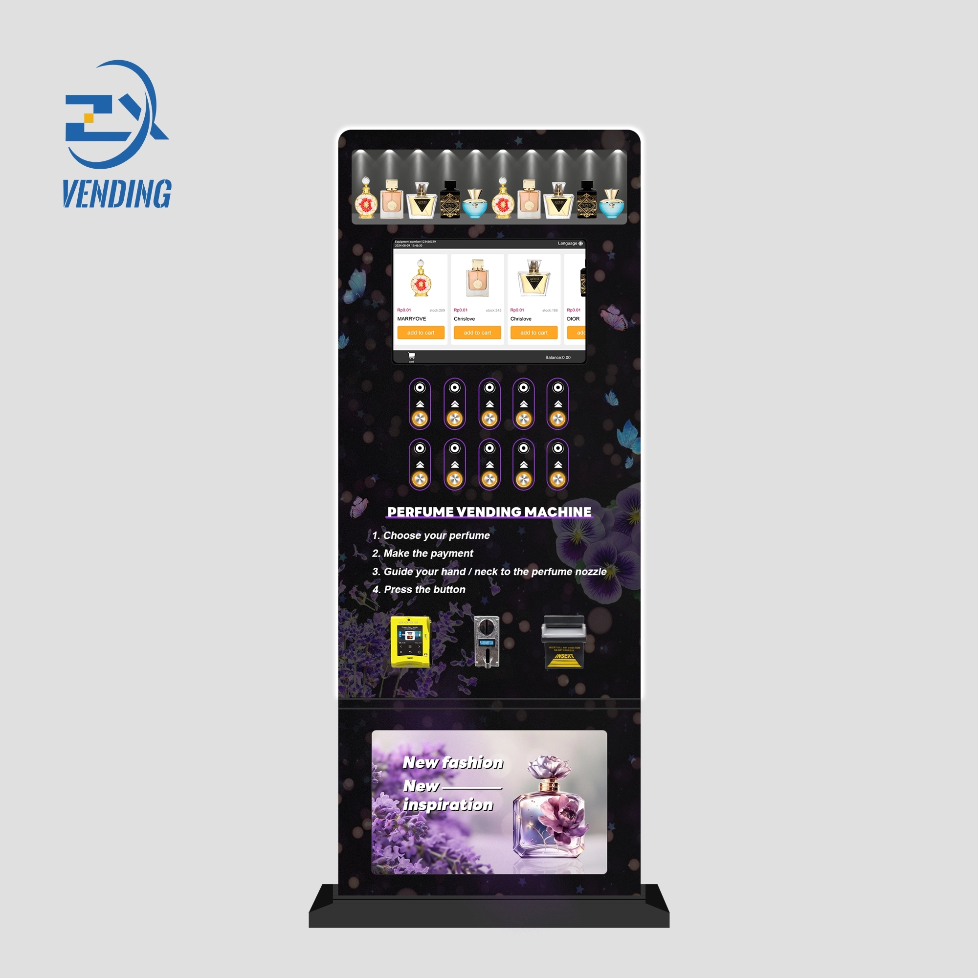 ZXVENDING Vertical 10-Button Perfume Spray Vending Machine for Large-Scale Business Use