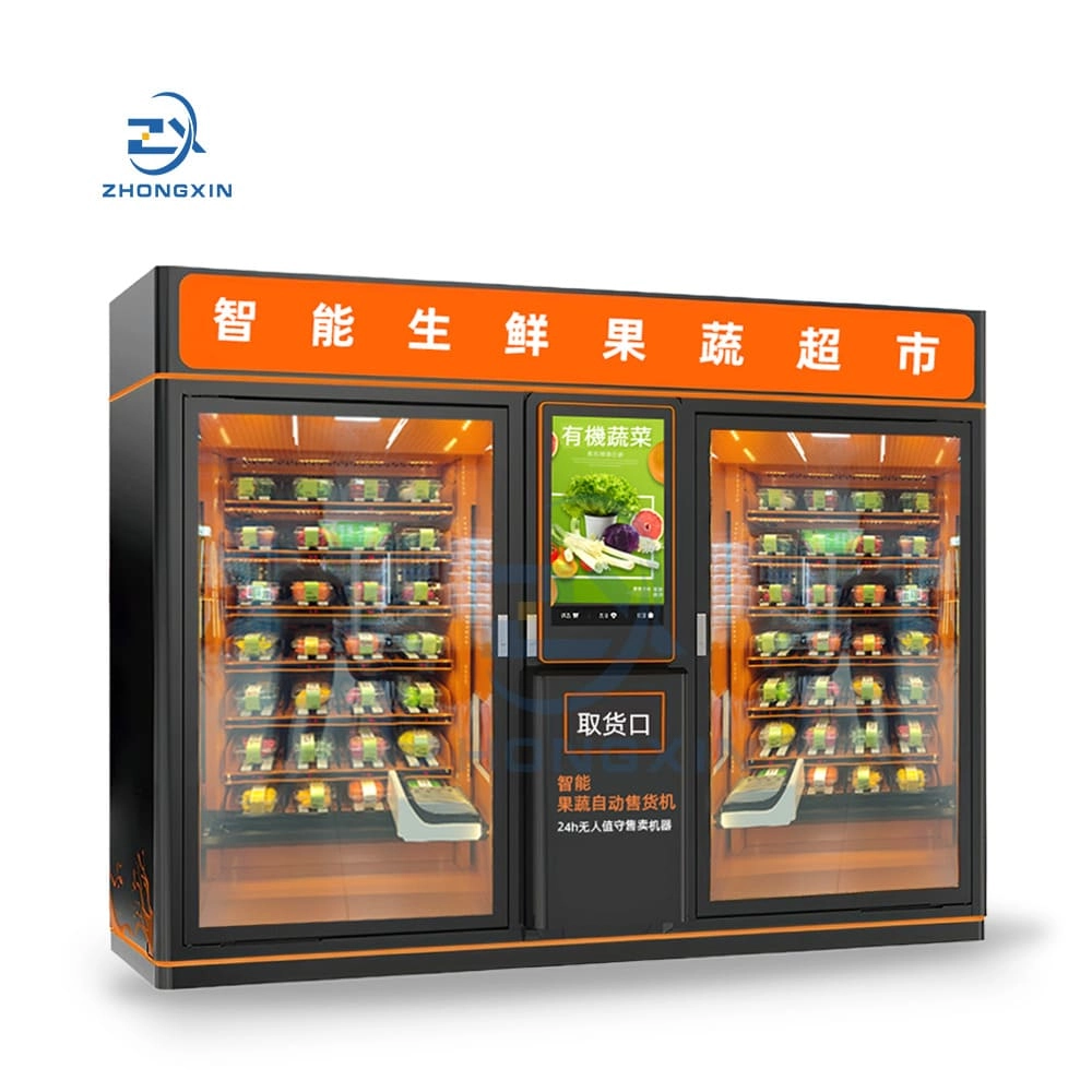 Side-View-of-32-Inch-Screen-Double-Cabinet-Refrigerated-Vend Side View of 32-Inch Screen Double Cabinet Refrigerated Vend