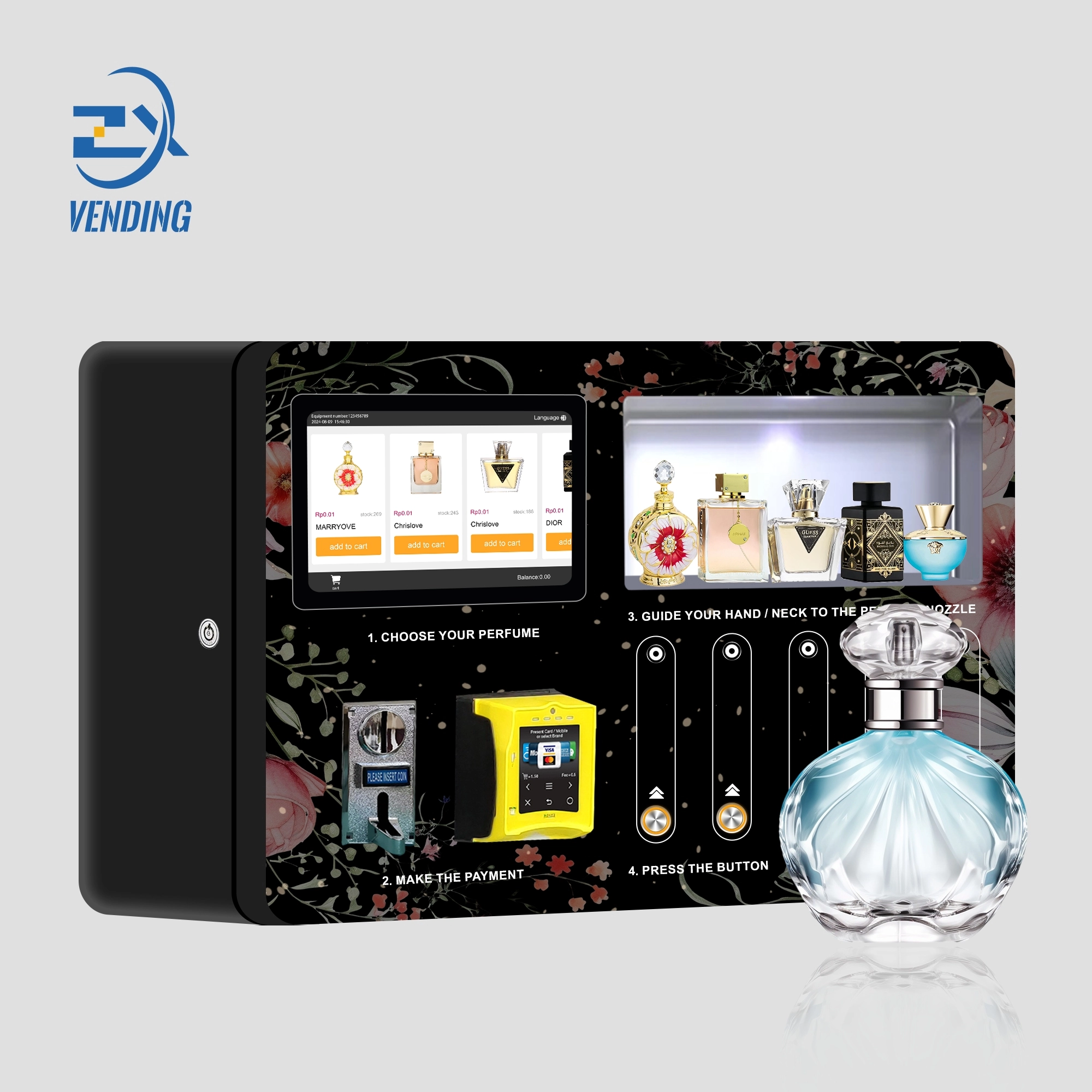 ZXVENDING Advanced 5-Button Perfume Dispenser with Display for Bulk Purchases