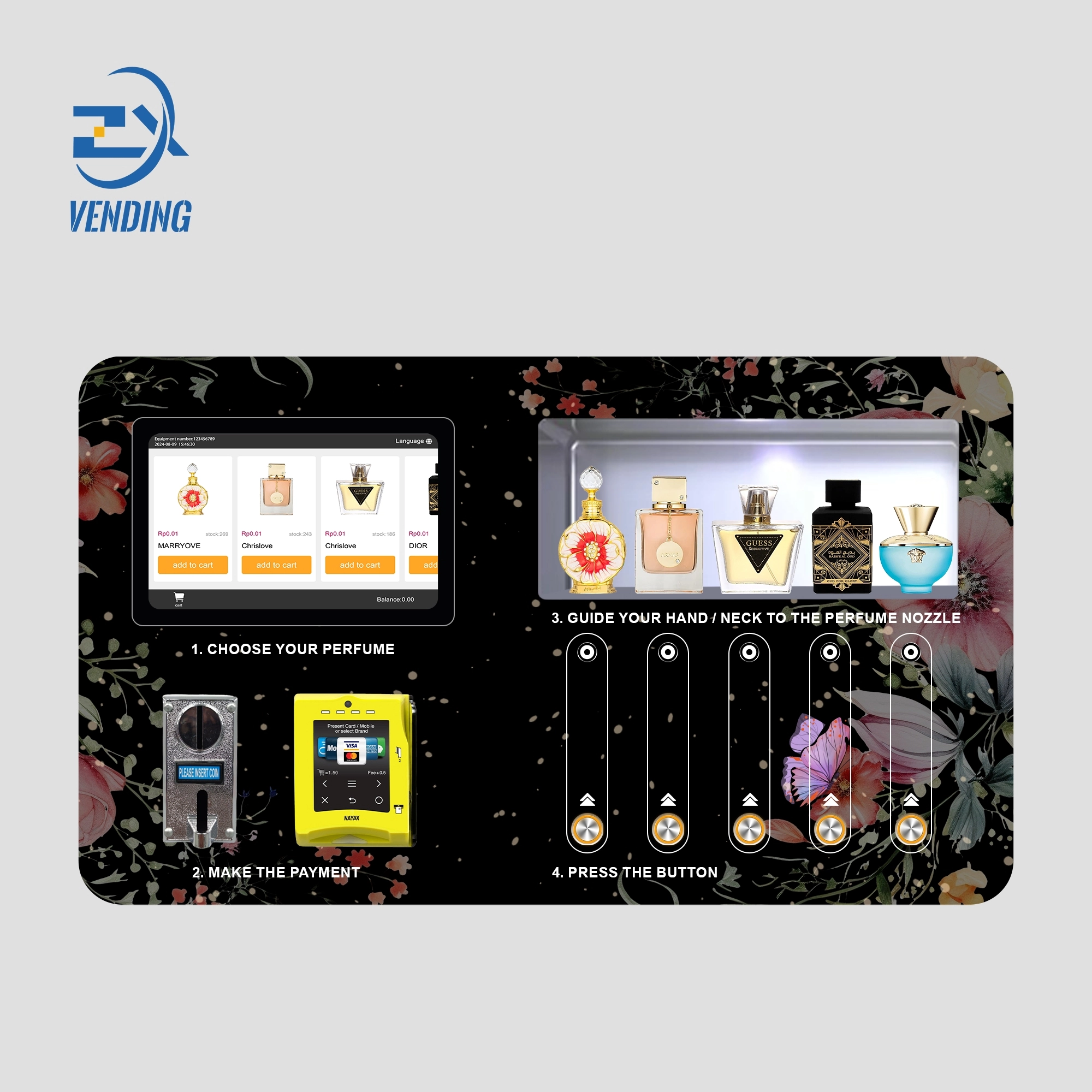 ZXVENDING 5-Button Perfume Vending Machine with Display for B2B Markets