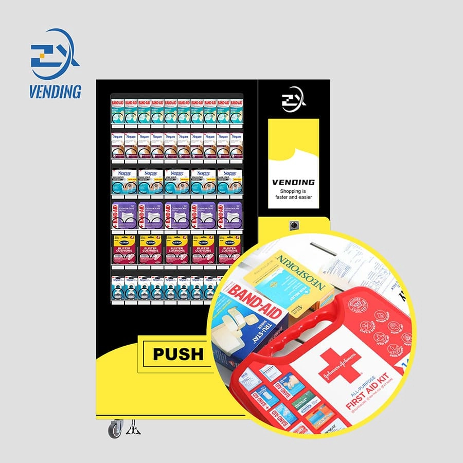 Front View of 21.5-Inch Screen Ambient Vending Machine with Medication - Medical Vending, He