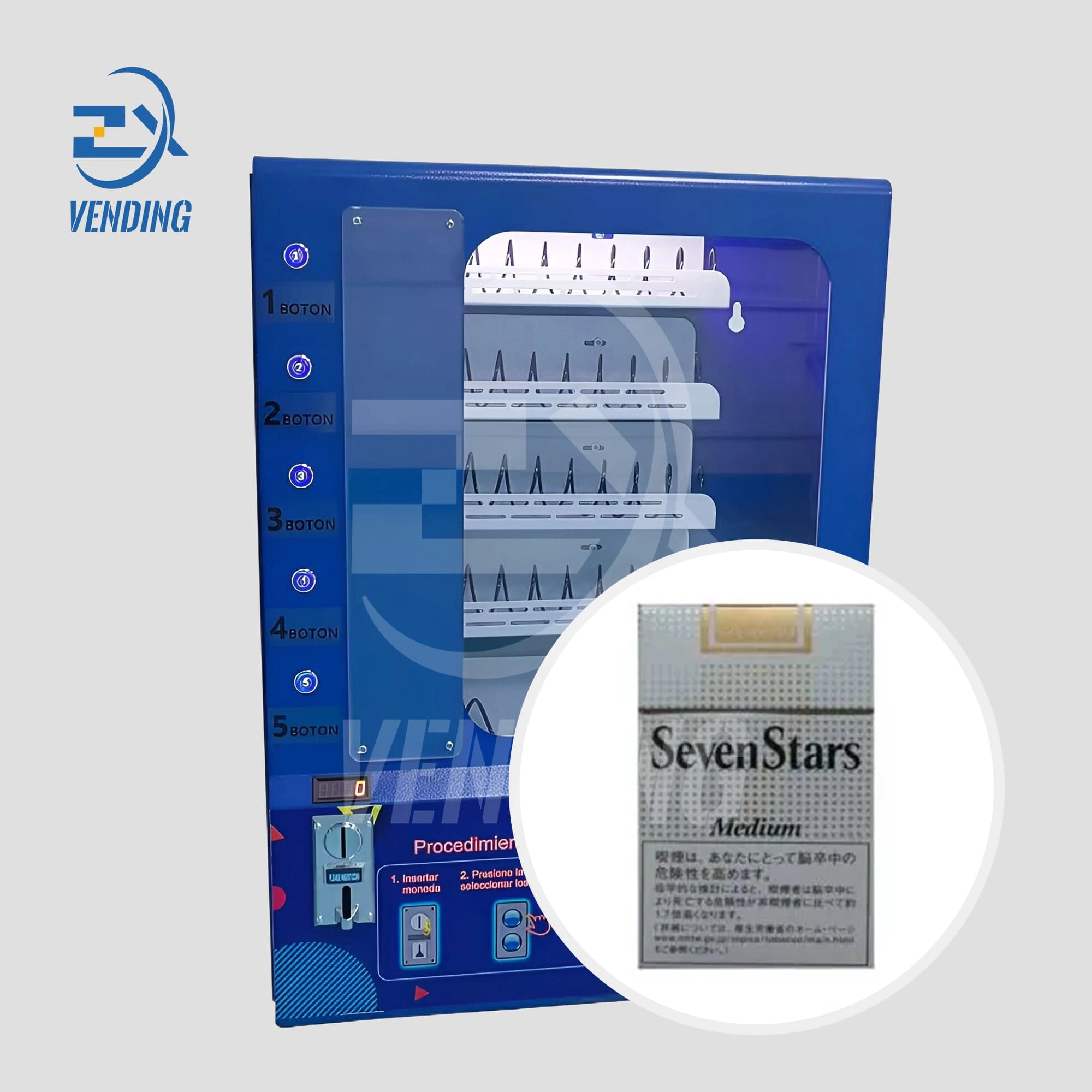 Side View of Wall-Mounted Vending Machine with External Cigarette Display - Vending Solutions with Pr