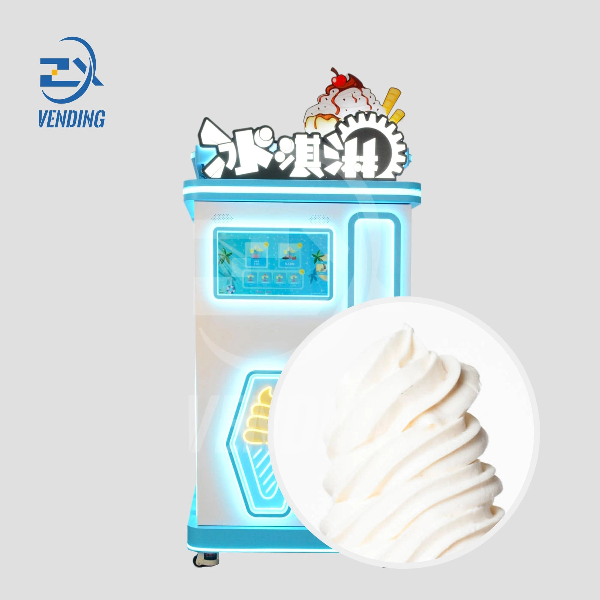 Single Flavor Ice Cream Vending Machine - Front View with Ice Cream Cup - Retail Vending Solutions, Product Showca