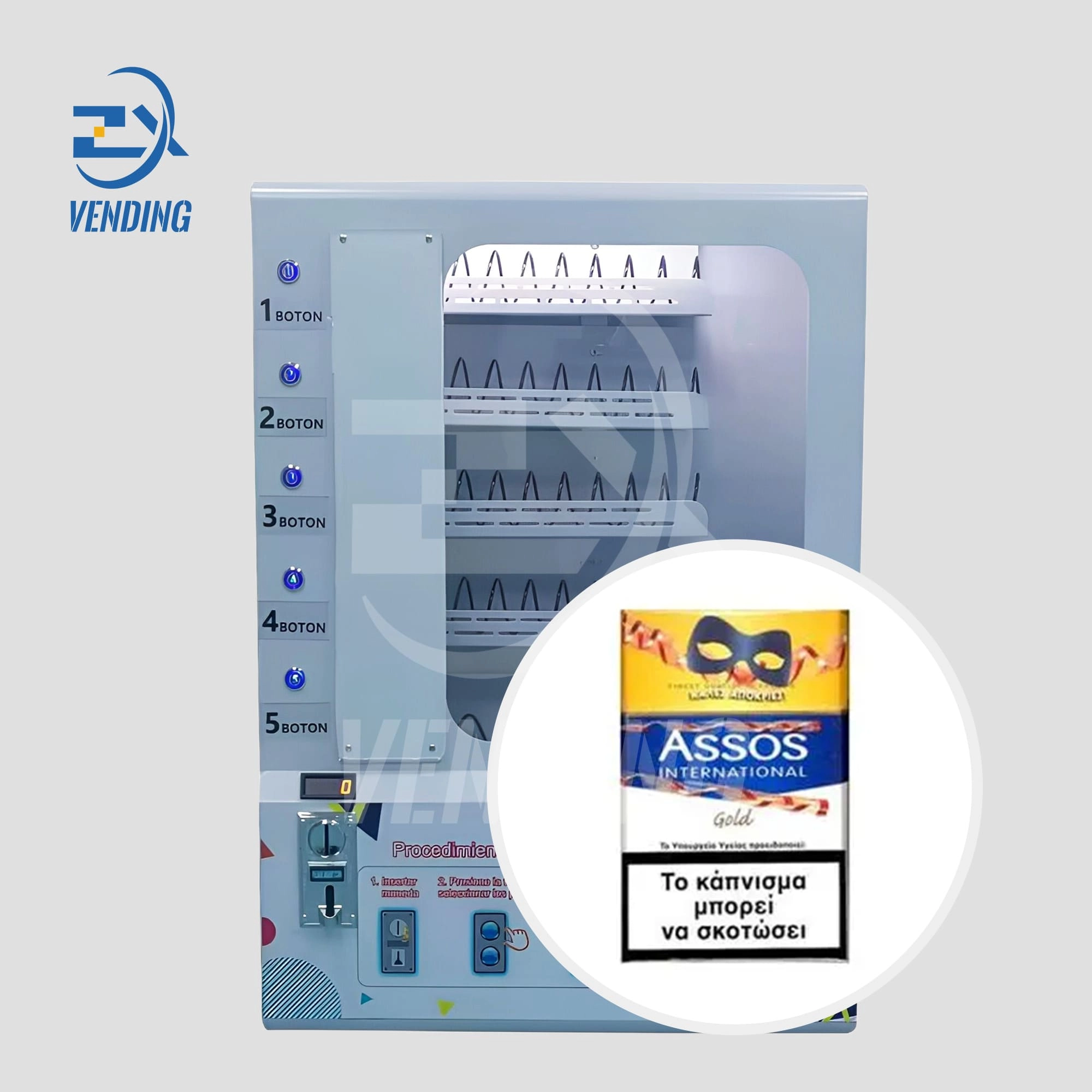 Front View of Wall-Mounted Vending Machine with External Cigarette Display - Convenient Vending Syste