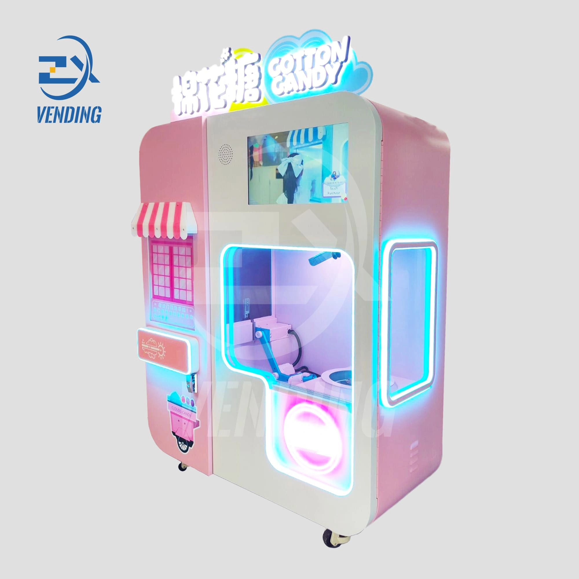 Cotton Candy Vending Machine Side View - Automated Candy Dispenser