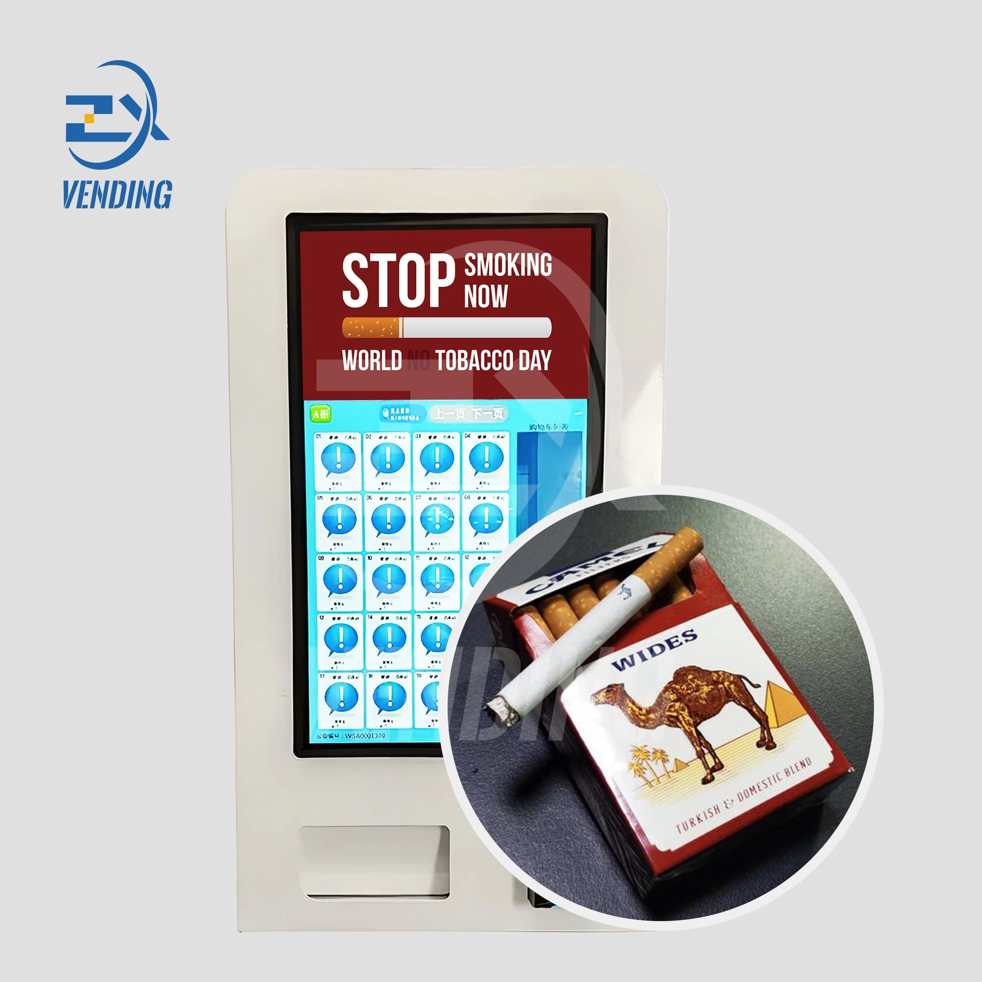 32-Inch Screen Cigarette Vending Machine - Front View with External Cigarette Display - Retail V