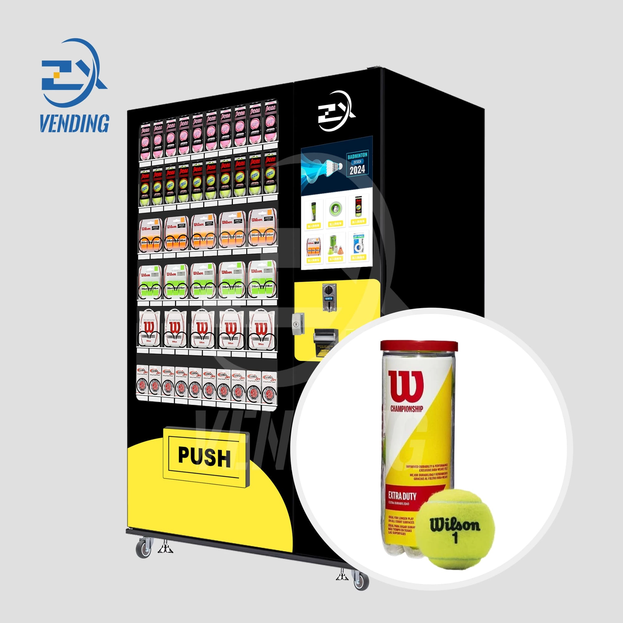 Side View of Sports & Fitness Vending Machine with Tennis Balls - Sports Vending, Fitness Equipment