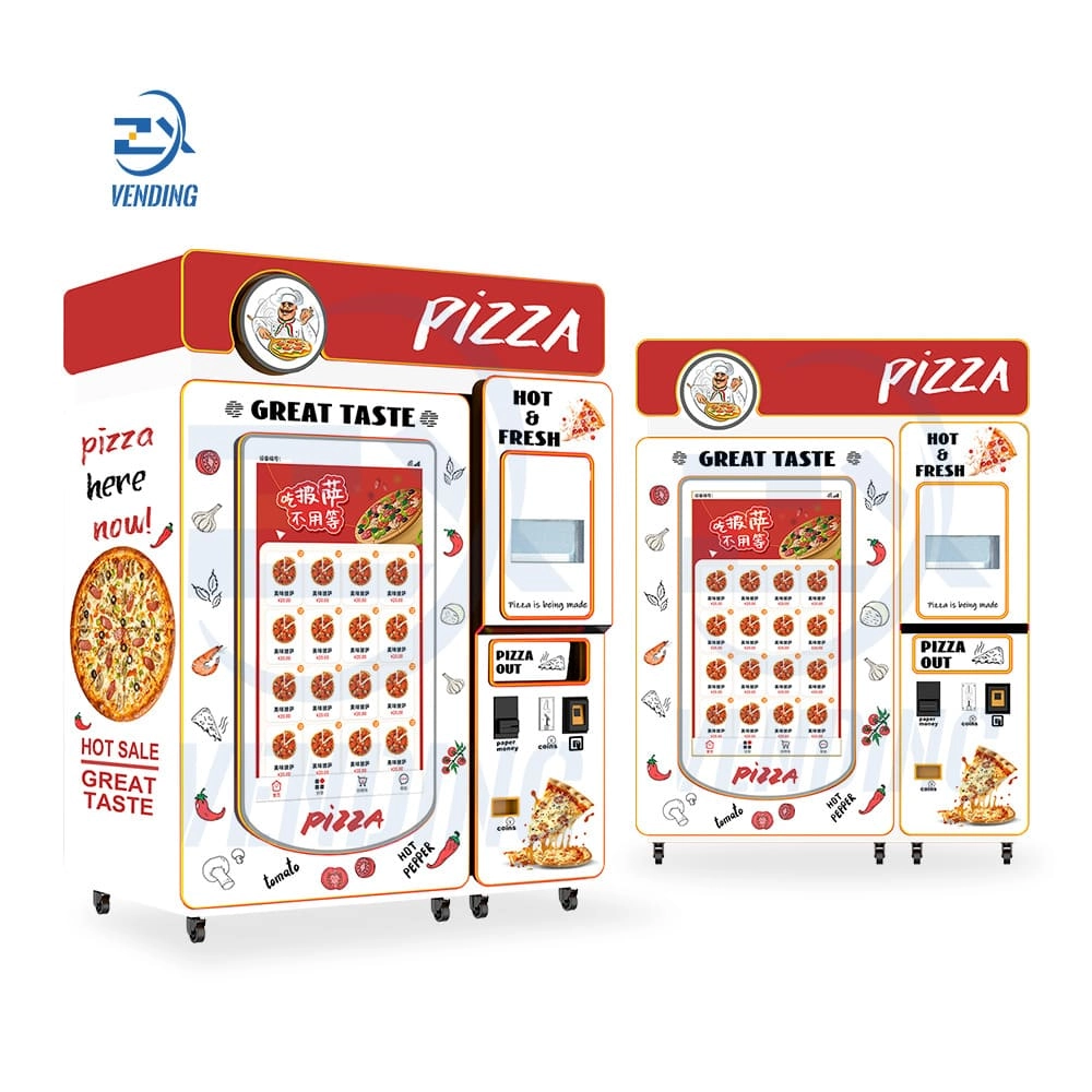 Front and Side Combined View of Pizza Vending Machine - Custom Vending Solutions