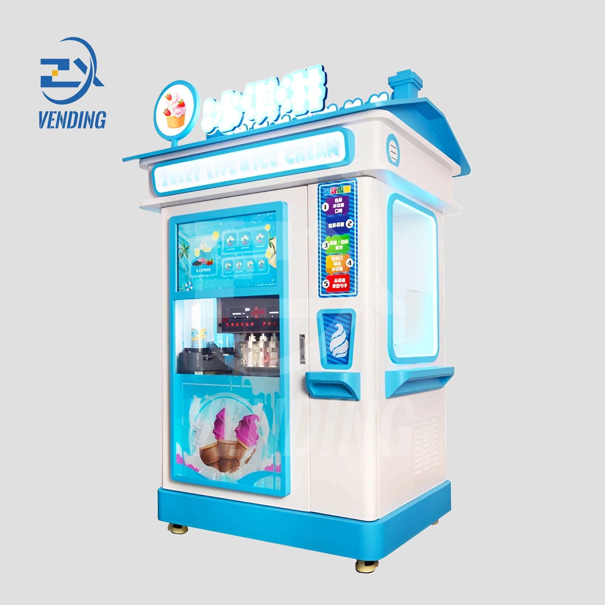 Side View of Multi-Flavor Ice Cream Vending Machine - Automated Vending Solutions