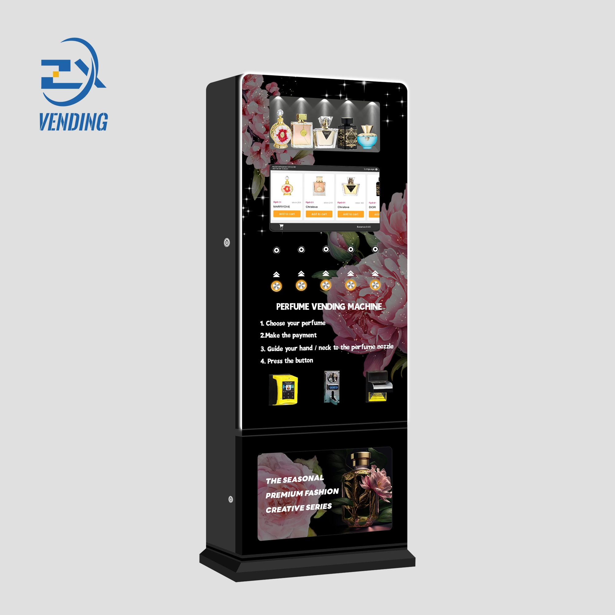 B2B Vertical Perfume Dispenser with 5-Button Control by ZXVENDING