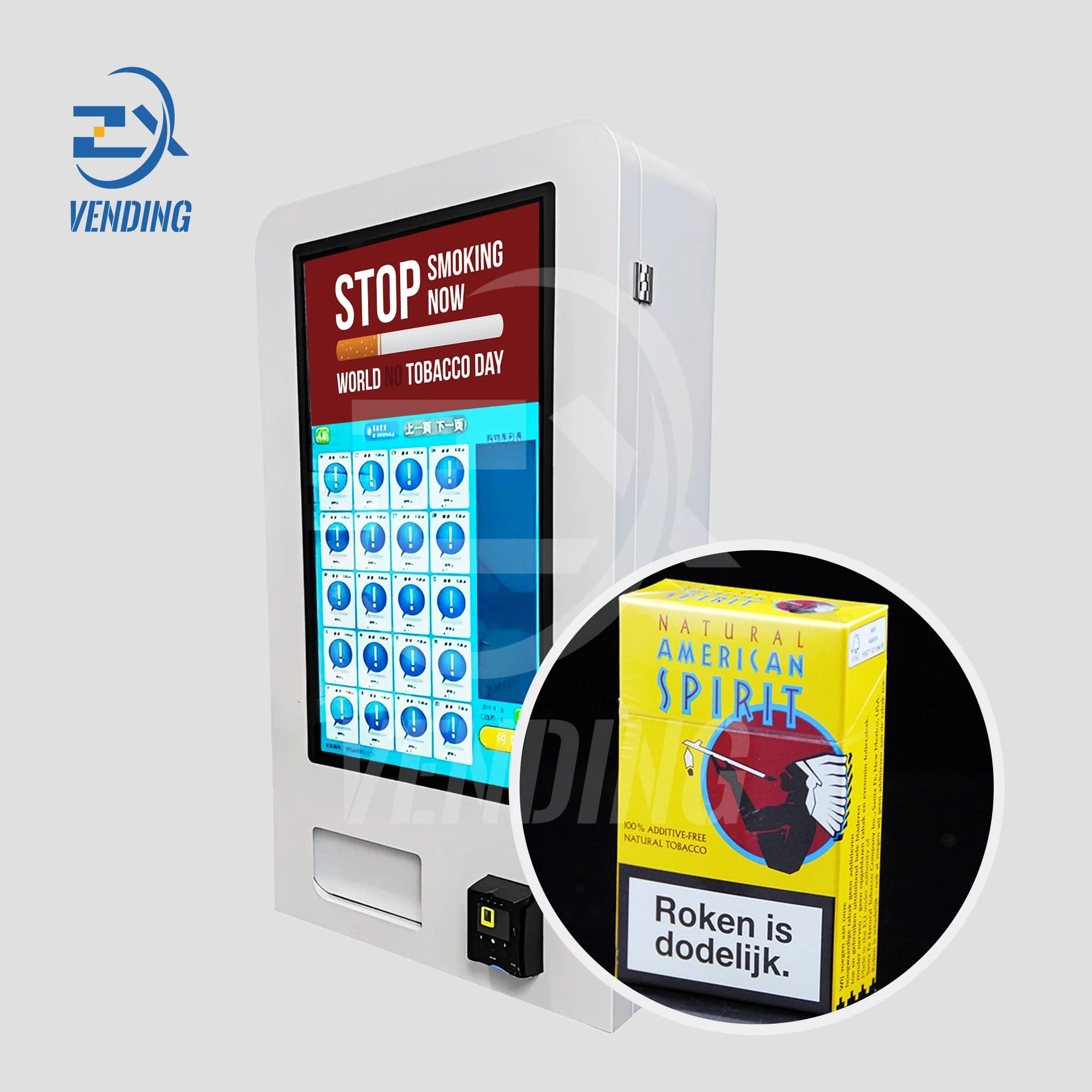 32-Inch Screen Cigarette Vending Machine - Side View with External Cigarette Display - Vending T