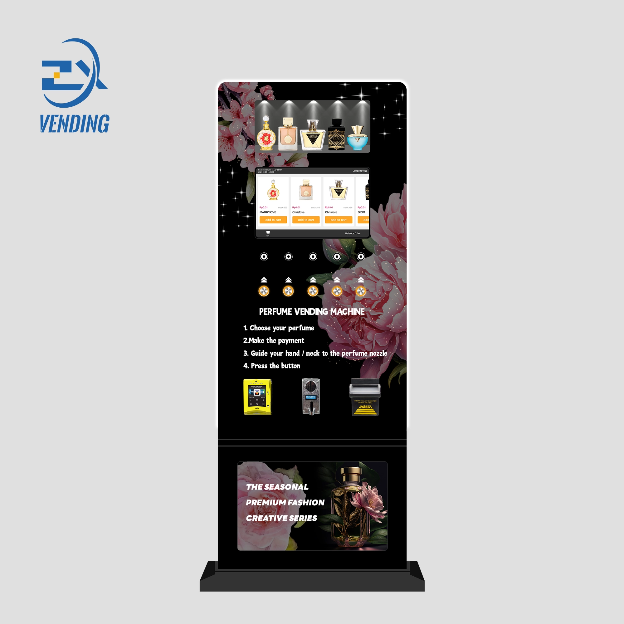 ZXVENDING Vertical 5-Button Perfume Spray Vending Machine for Bulk Purchases