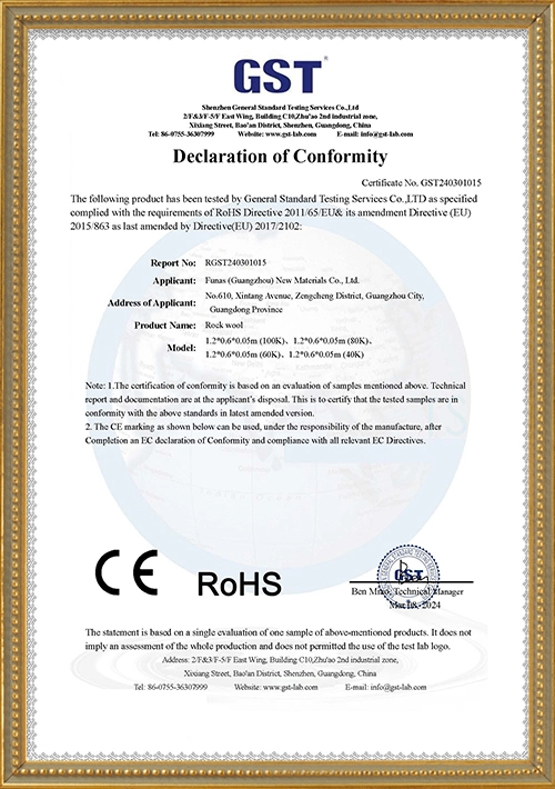 Rock wool CE certificate