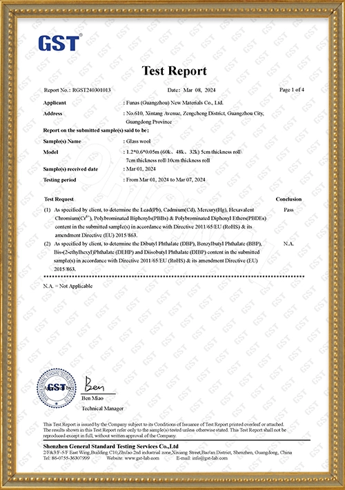 Glass wool CE test report