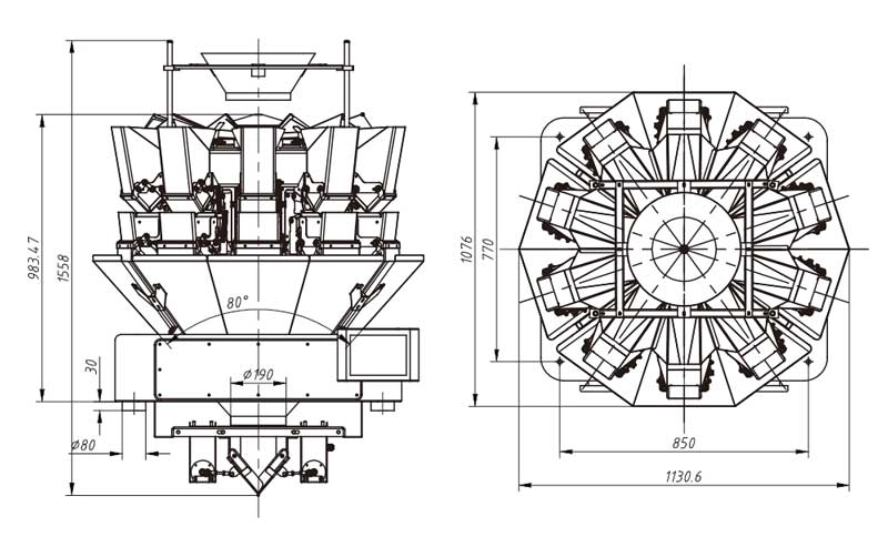 14 Heads Standard Multihead Weigher with Hopper 1.6L 2 - Kenwei