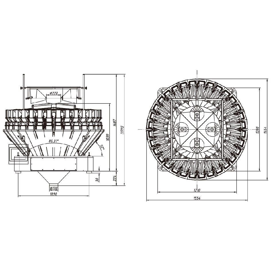 32 Heads Multihead Weigher for Mixing 4 Products for Coffee and Small Granule Foods-8 - Kenwei