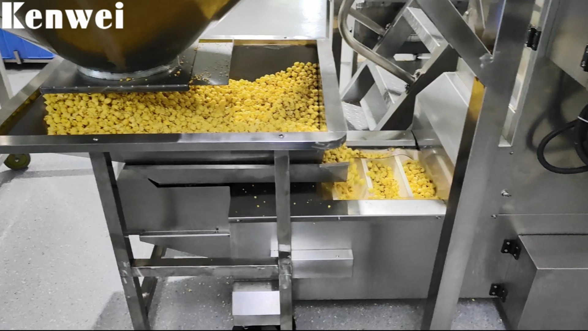 Automated Popcorn Weighing System with Multihead Weigher for Efficient Snack Production - Kenwei
