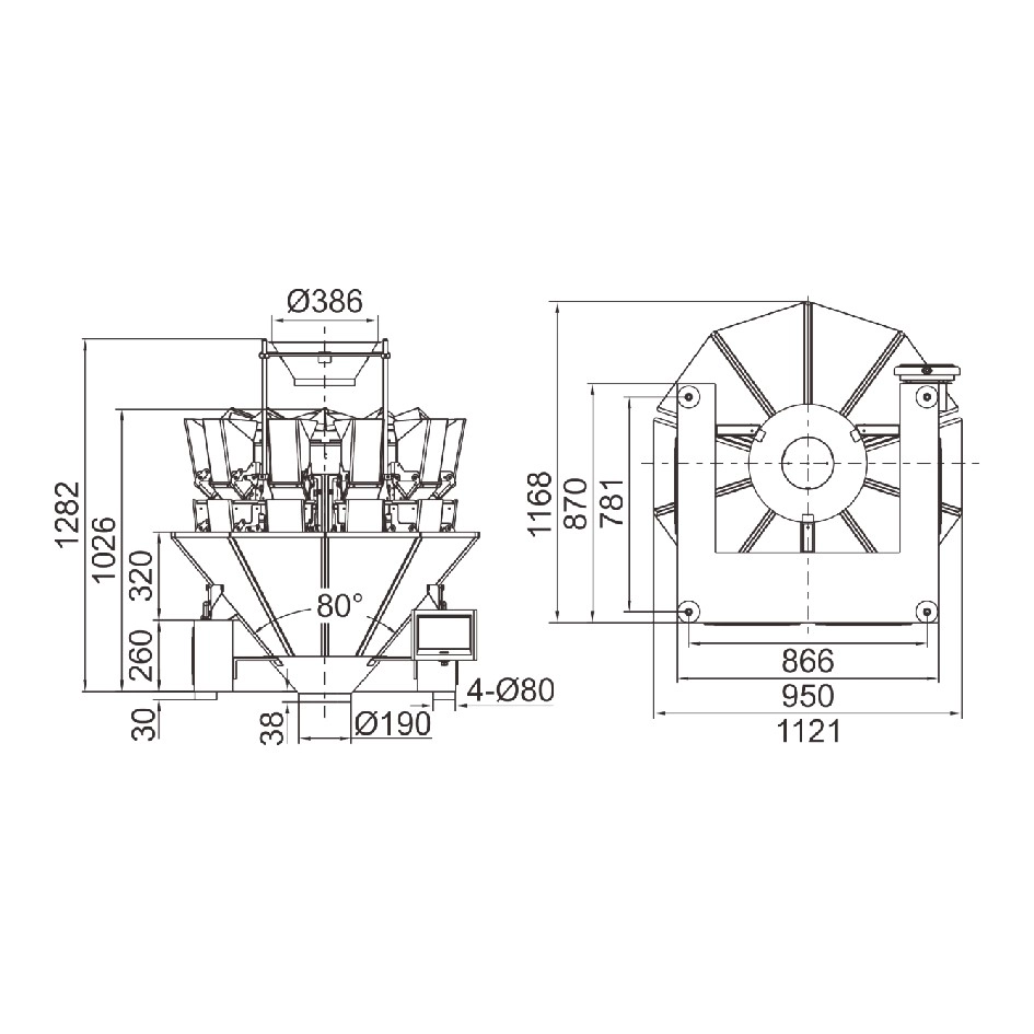Automatic Carbon Steel Multihead Weigher for Potato Chips & Crisps Packing Machine-6 - Kenwei