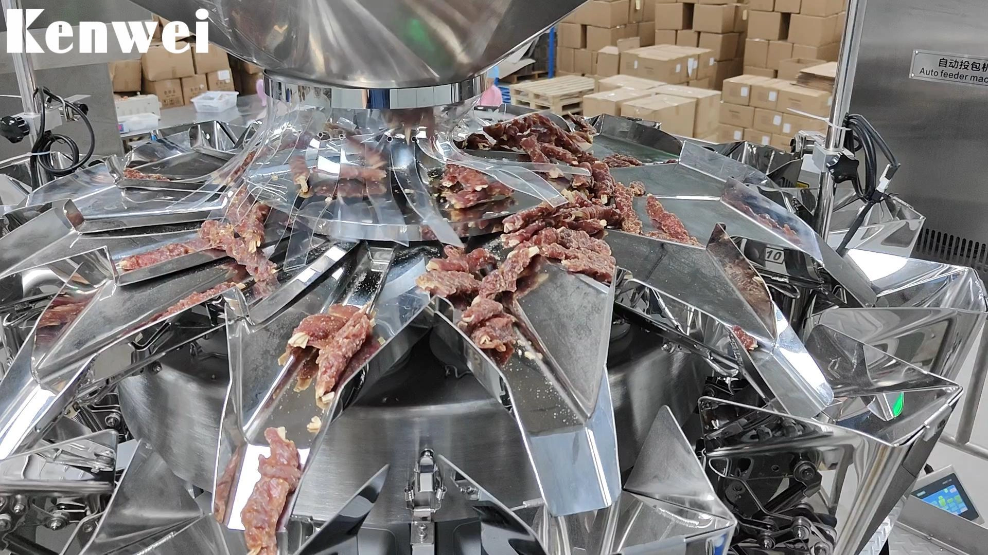 Efficient Weigher Weighing Solution for Sticky & Long Strip Pet Treats - Kenwei
