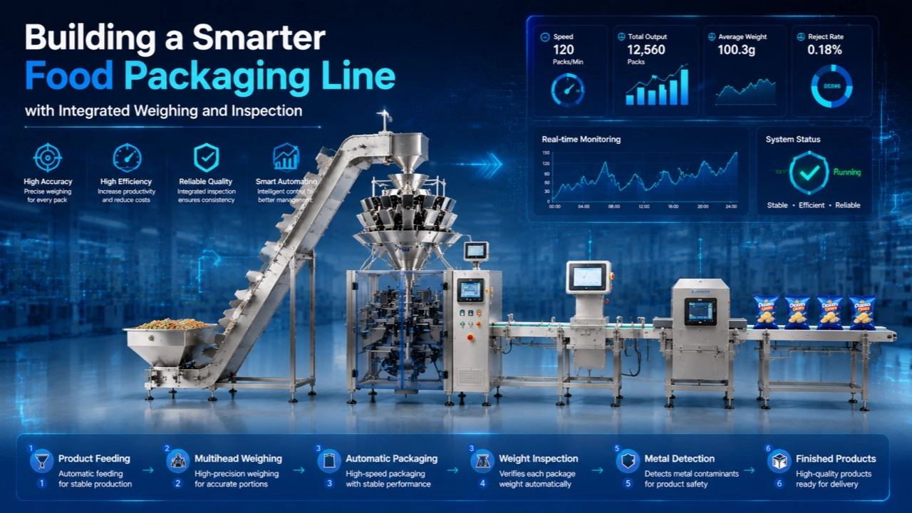 Food Packaging Line with Integrated Weighing and Inspection - Kenwei