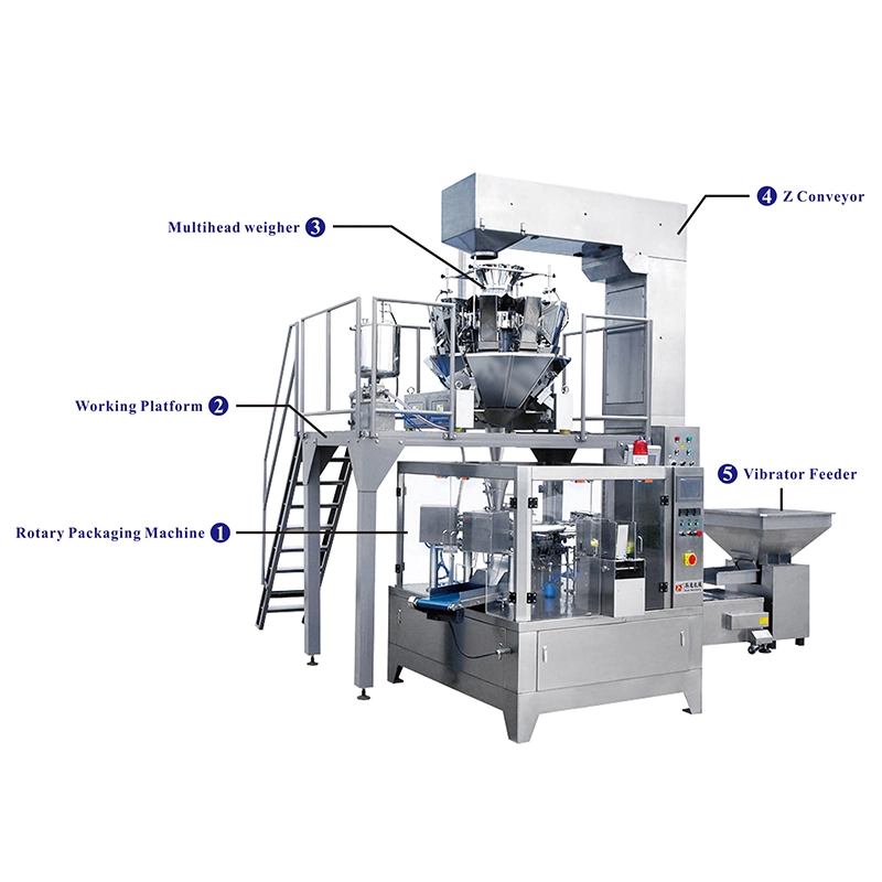 Rotary Packaging and Weighing System with Multihead Weigher for Peanuts Melon Seeds-3 - Kenwei