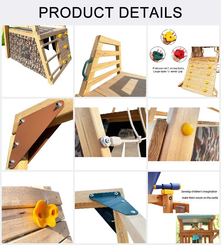 Wooden Children Playground With Slides