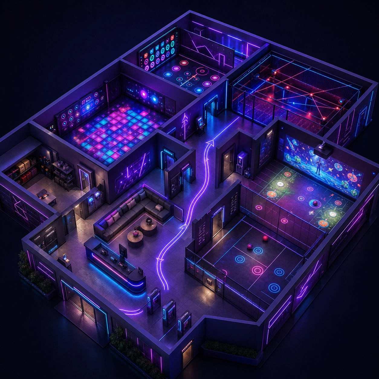 Get Free 3D Layout Design for Your Interactive Game Center - BLEE