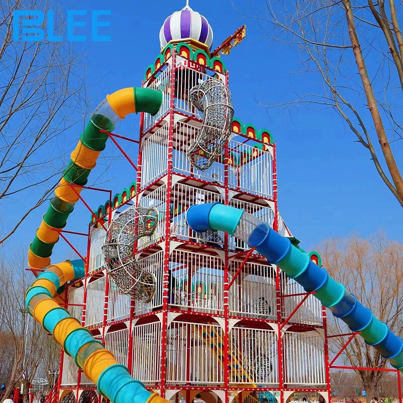 Outdoor Climbing Playground With Big Slides 1 - BLEE