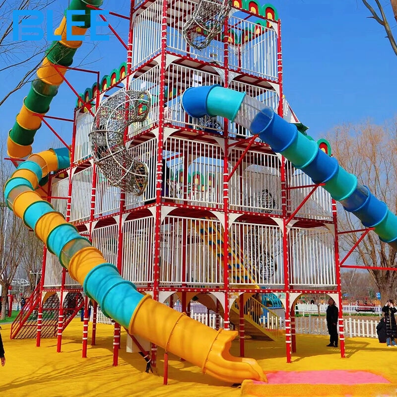Outdoor Climbing Playground With Big Slides 6 - BLEE