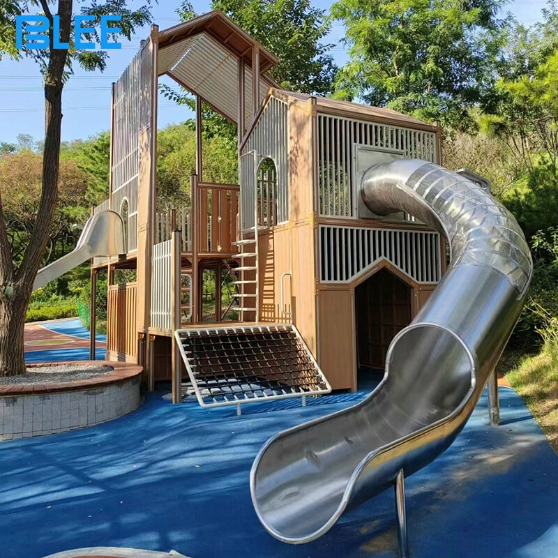 Wooden Children Playground With Slides 4 - BLEE