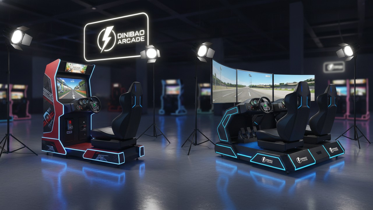 Comparison of static and twin seat racing arcade machine types