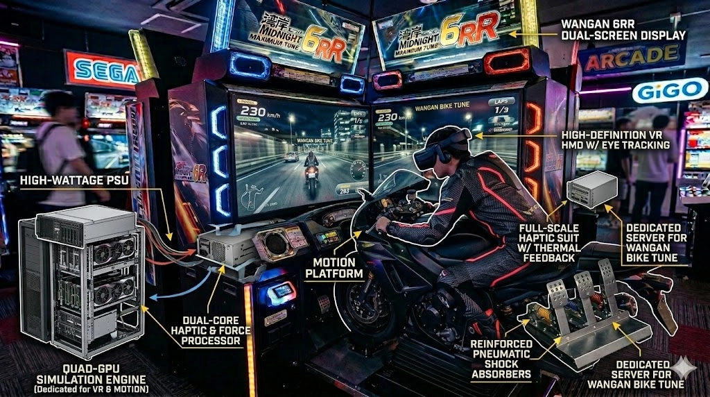 محاكاة سباقات أركيد مفصلة بتقنية الواقع الافتراضي، وبدلة حسية لمسية، ومنصة حركة. - DINIBAO