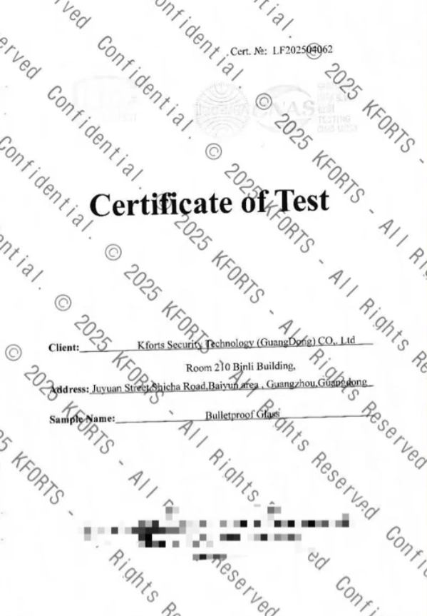 KFORTS-Certification-bullet-resistance-test-report - KFORTS 1 - KFORTS