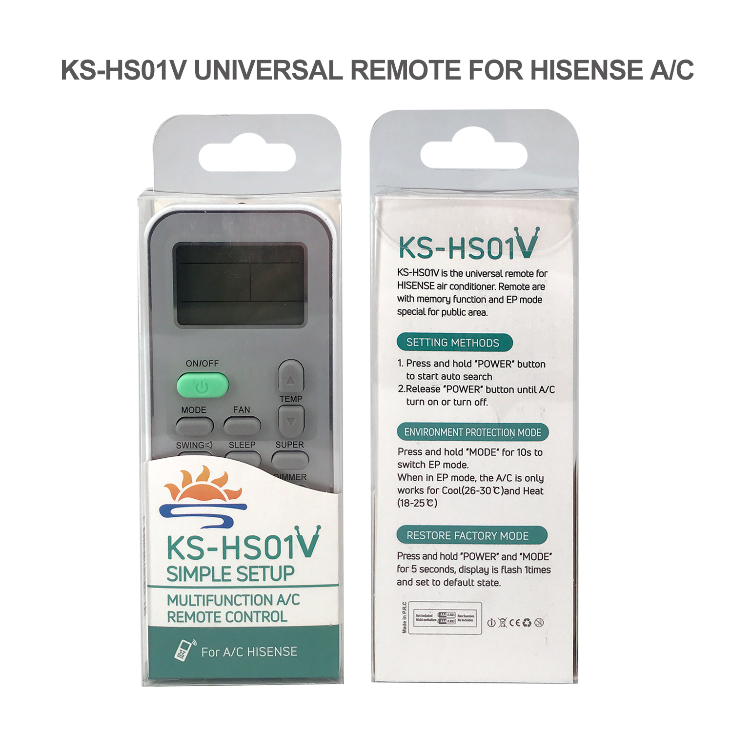 Universal Air Conditioner Replacement Remote for Hisense KS-HS01V Pic4