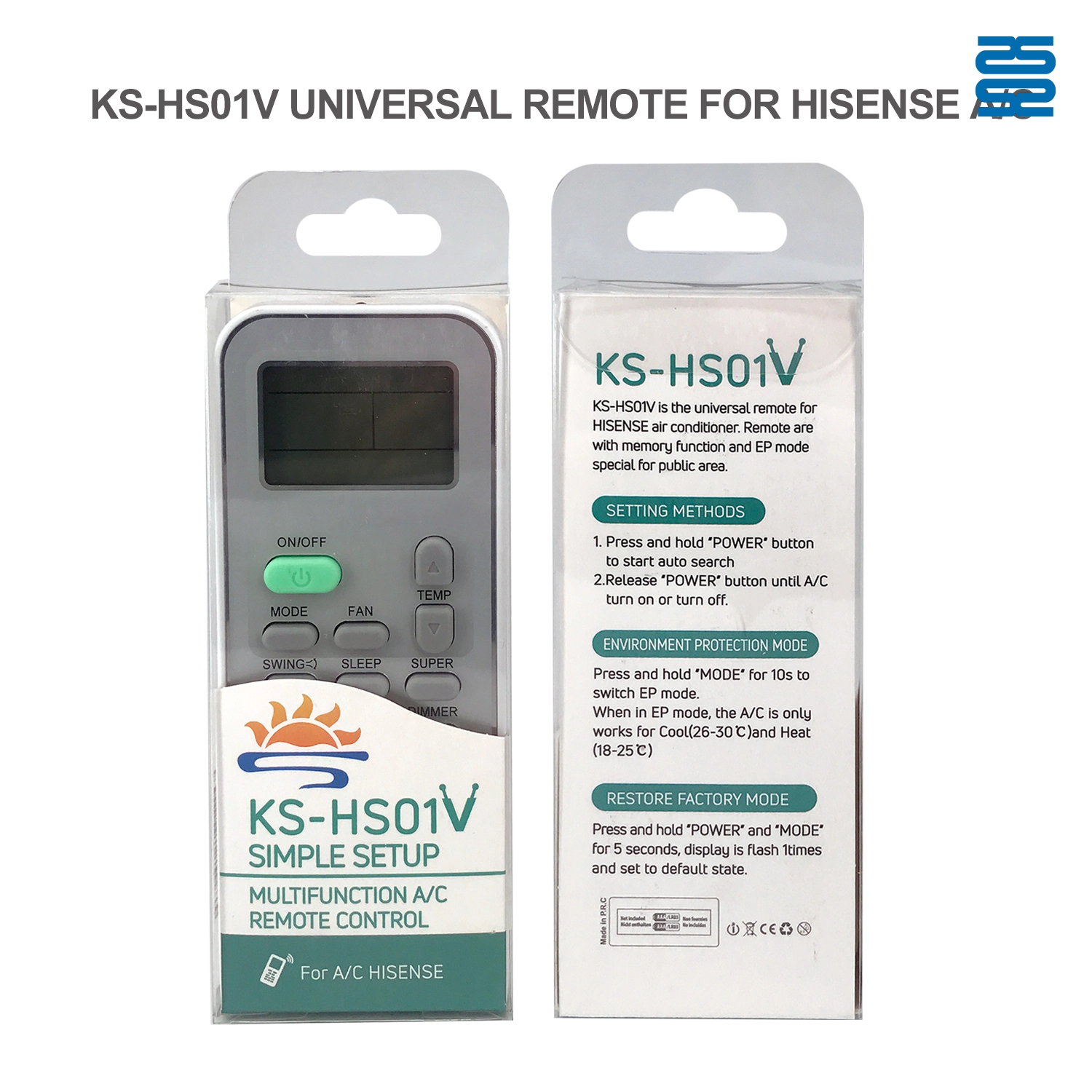 Universal Air Conditioner Replacement Remote for Hisense KS-HS01V Pic4 - SYSTO Universal Air Conditioner Replacement Remote for Hisense KS-HS01V Pic4 - SYSTO