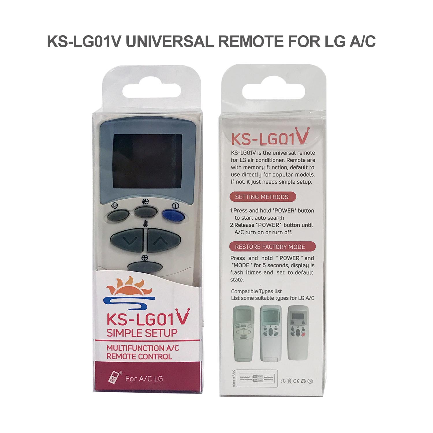 Universal Air Conditioner Replacement Remote for LG KS-LG01V Pic4 - SYSTO