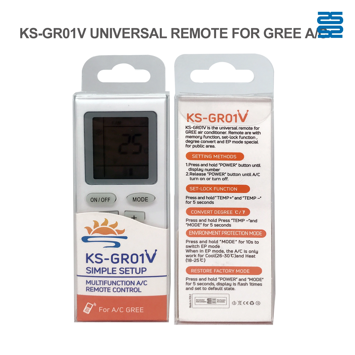 Universal Air Conditioner Replacement Remote for Gree KS-GR01V Pic3 - SYSTO Universal Air Conditioner Replacement Remote for Gree KS-GR01V Pic3 - SYSTO