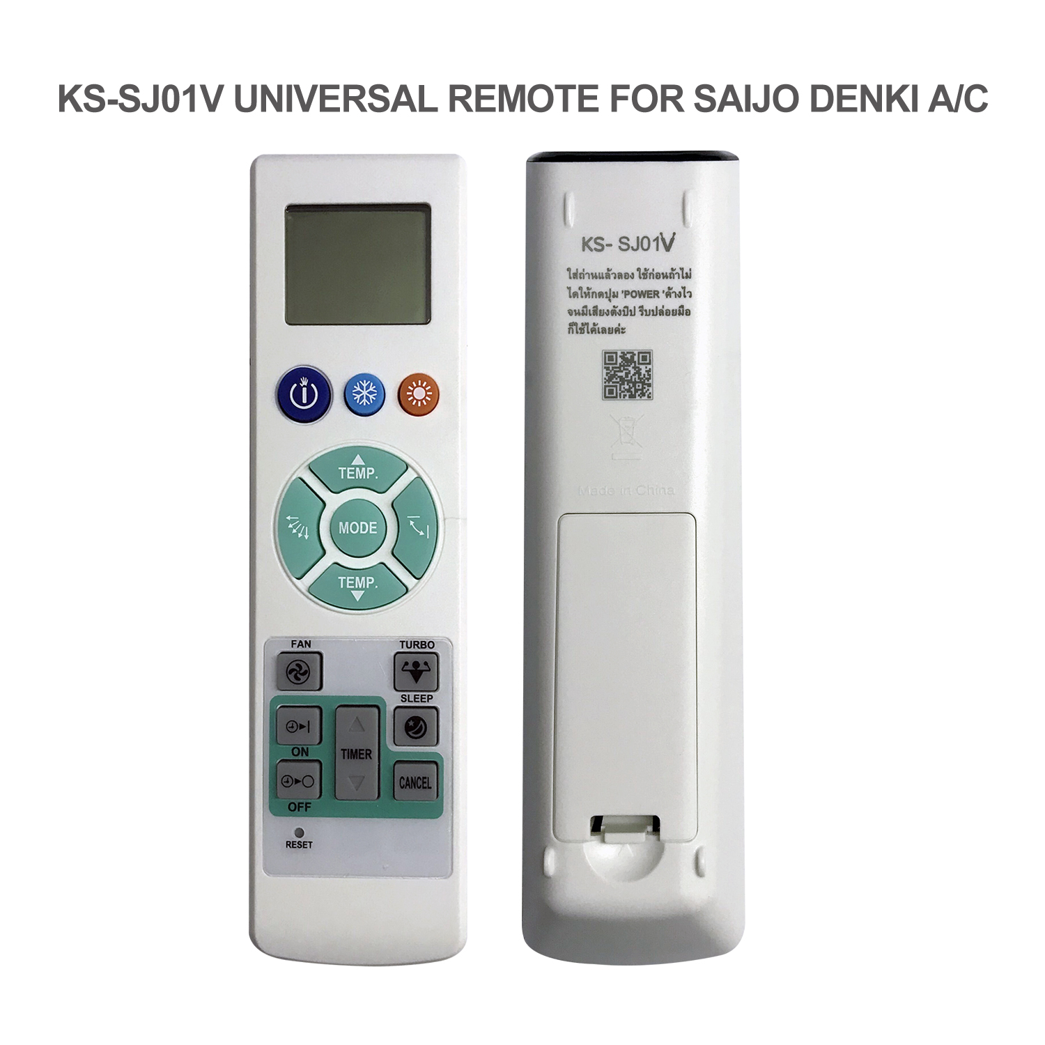 Universal Air Conditioner Replacement Remote for Saijo Denki KS-SJ01V in Thailand Market Pic3 - SYSTO