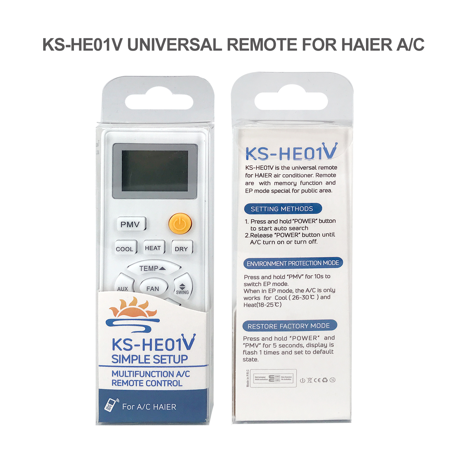 Universal Air Conditioner Replacement Remote for Haier KS-HE01V Pic3