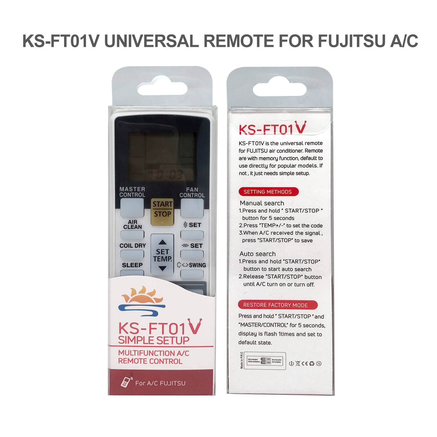 Universal Air Conditioner Replacement Remote for Fujitsu KS-FT01V Pic3