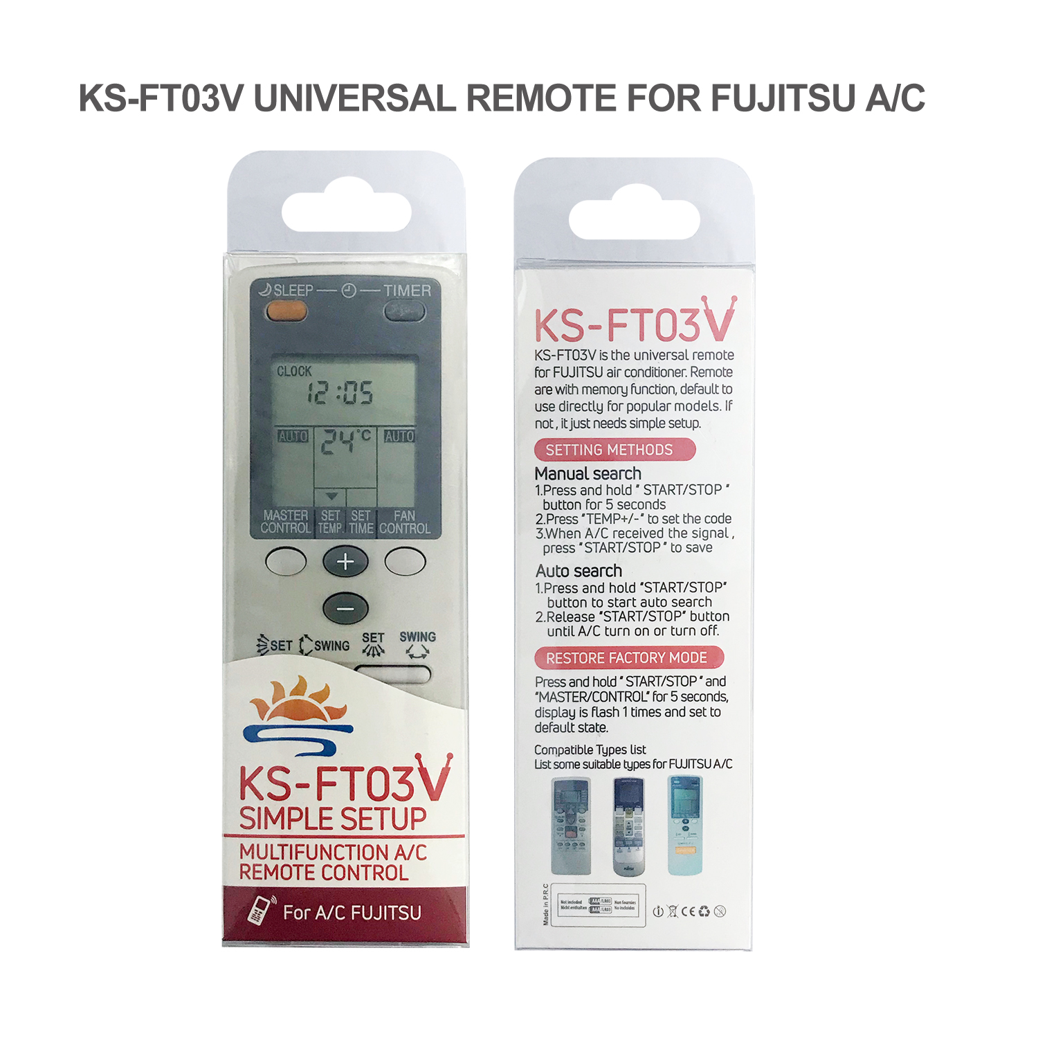Universal Air Conditioner Replacement Remote for Fujitsu KS-FT03V Pic3 - SYSTO