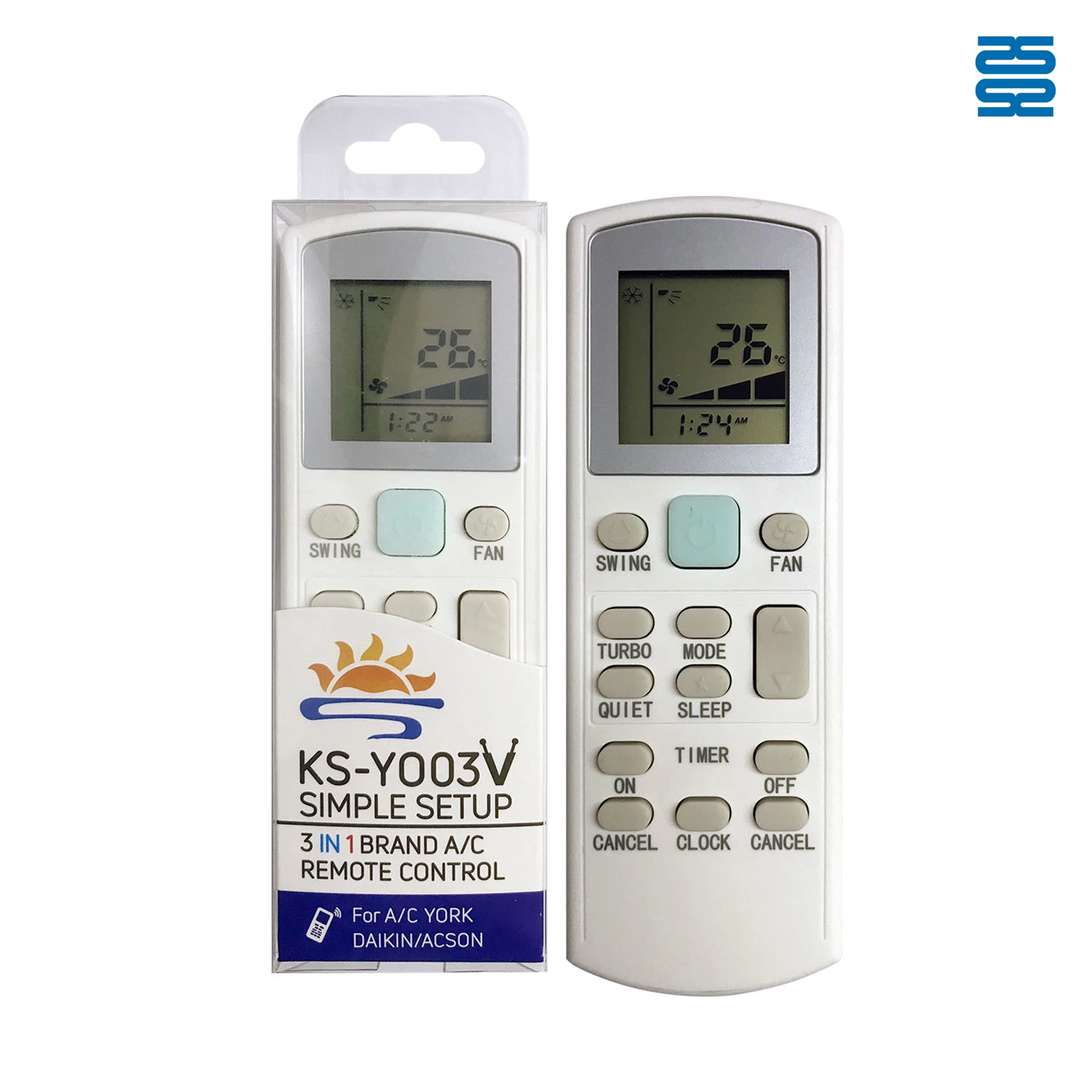 Universal Air Conditioner Replacement Remote for Acson York Daikin KS-YO03V Pic2 - SYSTO Universal Air Conditioner Replacement Remote for Acson York Daikin KS-YO03V Pic2 - SYSTO