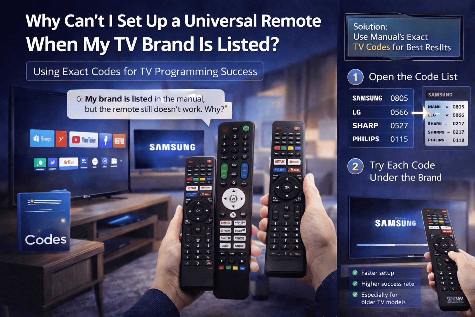 Why Universal Remote Setup Fails Even When TV Brand Is Listed - SYSTO